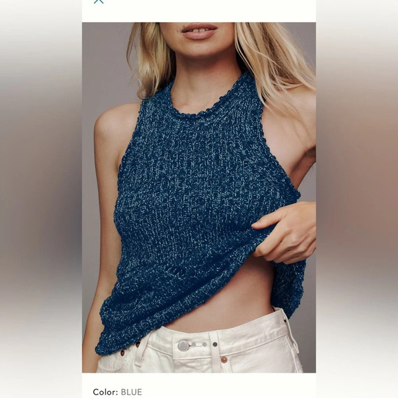 NWT new pilcro stitched sweater tank medium but fits like a small blue knit - Picture 17 of 17